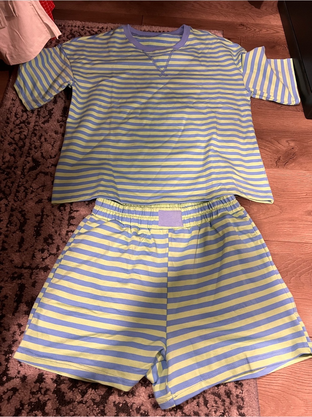 Short and tshirt striped set- daily drills look alike
